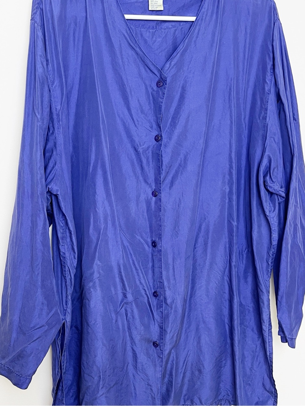 Vintage Bolgari Blue Purple Button-Down Blouse Tunic